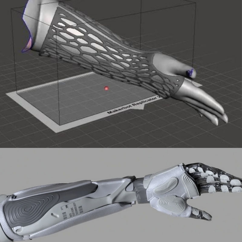 Mechanical arm moulding